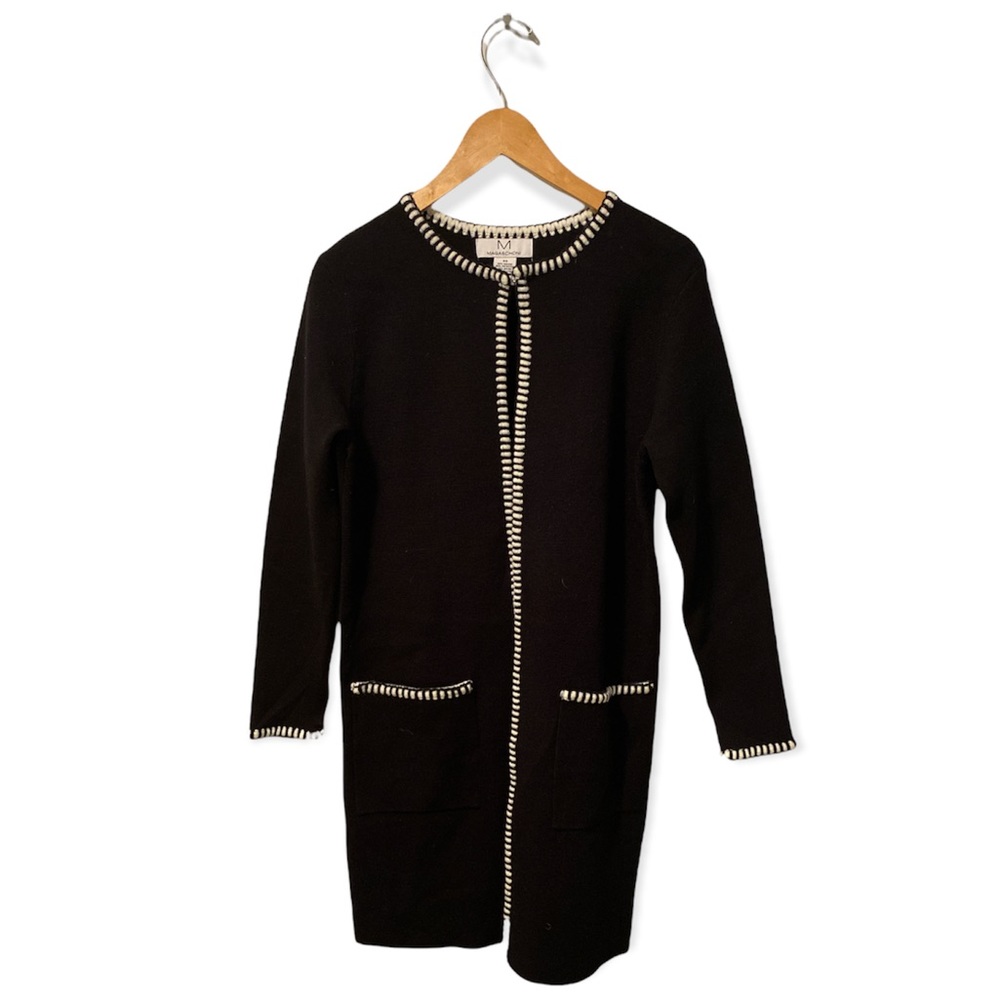 Magaschoni Whipstitch Cardigan ~ Long Open Front Sweater Jacket XS
